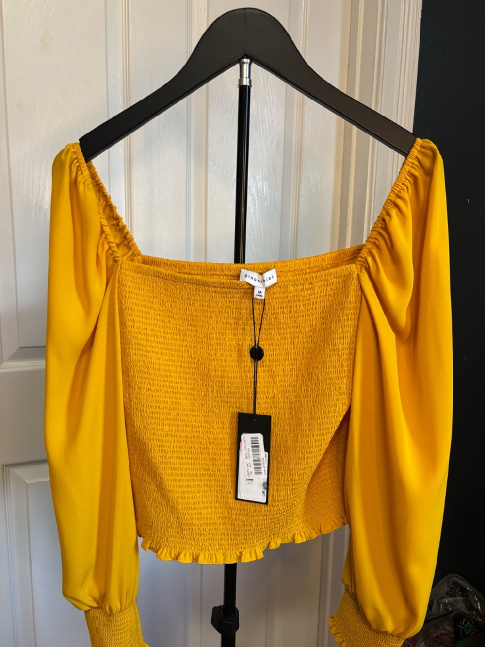 Gianni Bini Mustard Yellow Smocked Blouse - Picture 5 of 9